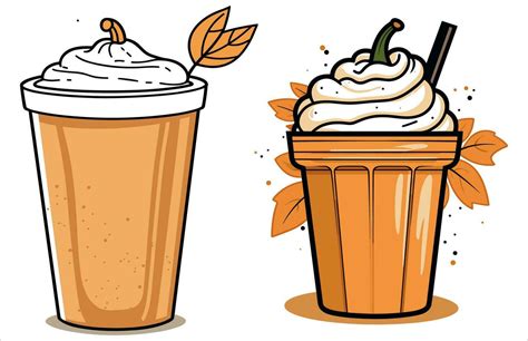 Pumpkin Spice Latte Coffee Vector Fall Latte Coffee Illustration