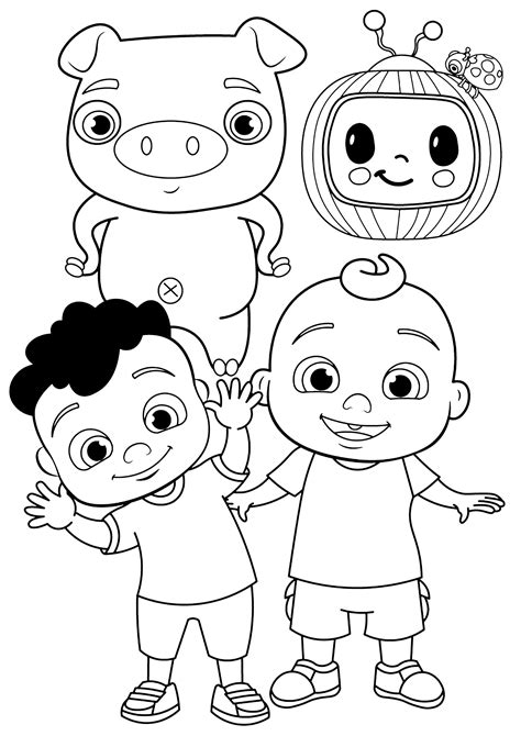 Jj Avec Cody Et Autres Personnages De Cocomelon Coloriage Cocomelon