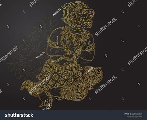 Hanuman Thai Tradition Gold Stock Vector Royalty Free