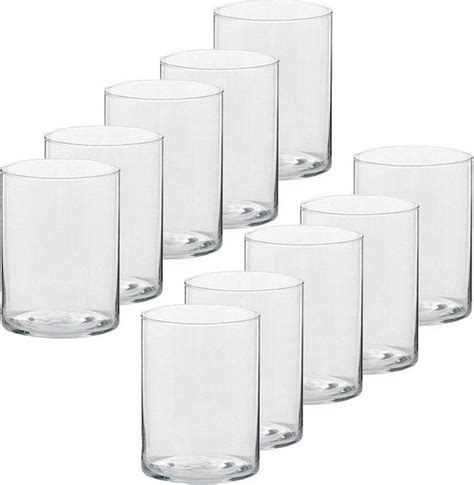 10x Hoge Theelichthouders Waxinelichthouders Van Glas 5 5 X 6 5 Cm