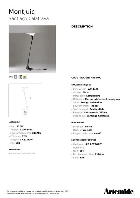 Montjuic Lampadaire By Artemide Design Santiago Calatrava