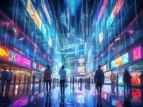 Premium Photo Futuristic Cyberpunk Shopping Mall