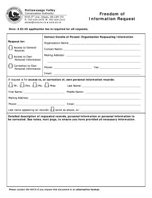 Fillable Online Freedom Of Information Request Nvca Fax Email Print