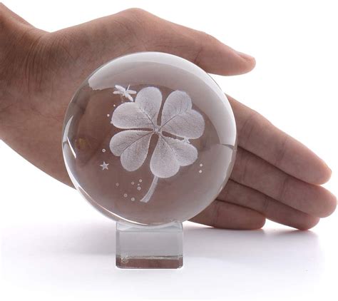 3d Dandelion Crystal Ball Paperweightlaser Engraved Glass Sphere Display Globe Meditation Ball