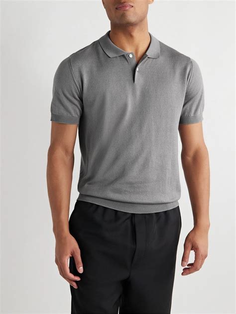 Handvaerk Mercerised Pima Cotton Polo Shirt Gray Handvaerk