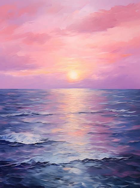 Premium AI Image | sunset on the lake painting