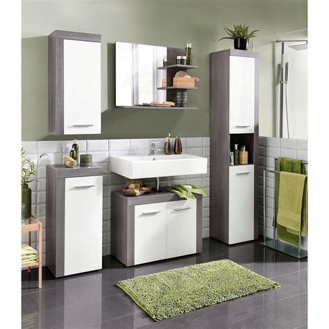 Armoire de rangement pour salle de bain 1 porte coloris gris cendré et