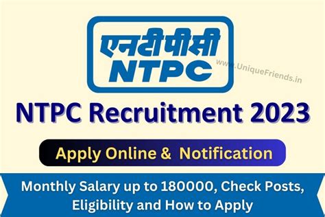 NTPC Recruitment 2023 Monthly Salary Up To 180000 Check Posts