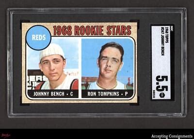 1968 Topps 247 Rookie Stars Johnny Bench Ron Tompkins RC Rookie SGC