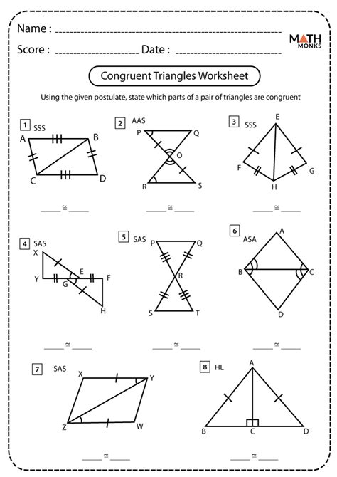 Congruent Triangles Worksheets - Math Monks - Worksheets Library