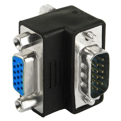 90 Degree VGA 15 Pin Male To Female Right Angle Adapter