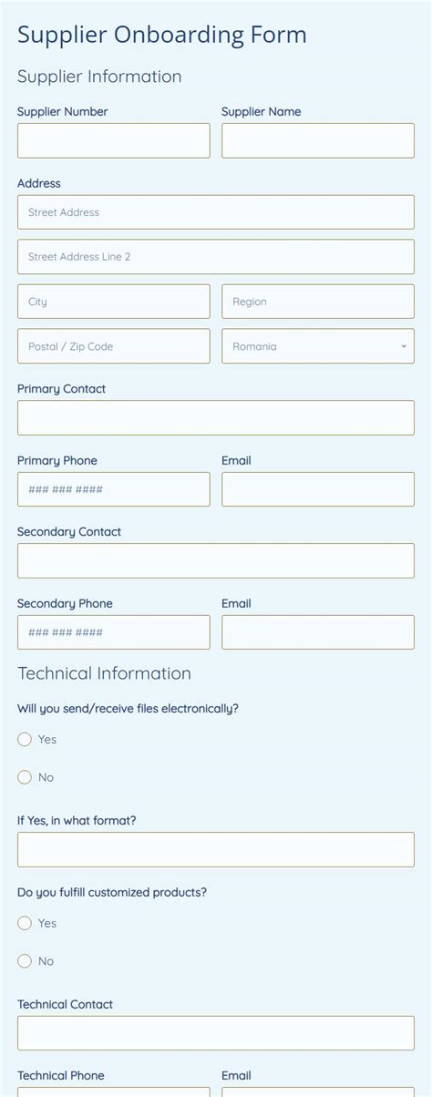 Vendor Onboarding Template