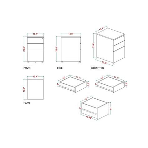 Pemberly Row 15 4″ Wide 3 Drawer Metal Mobile File Cabinet With