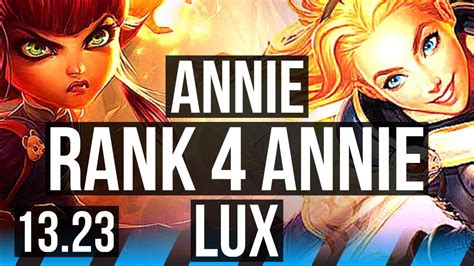 ANNIE Vs LUX MID Rank 4 Annie 10 3 14 1 0M Mastery 400 Games