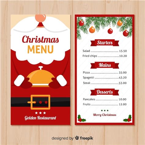 Plantilla Hermosa De Menú De Navidad Vector Gratis