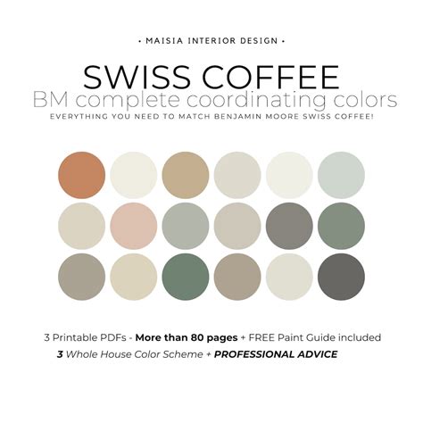 Swiss Coffee Benjamin Moore Color Palette Whole House Paint Palette Swiss Coffee Coordinating