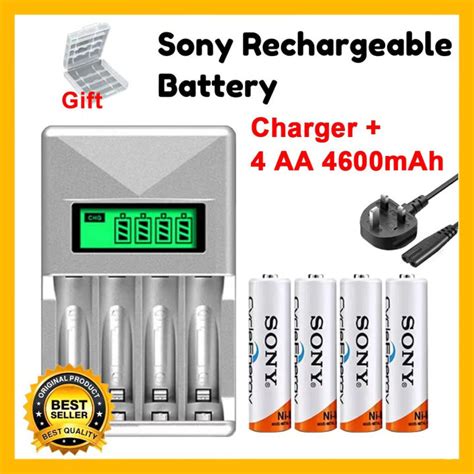 Sony AA AAA Ni MH Rechargeable Batteries With 4 Slots LCD Display Smart