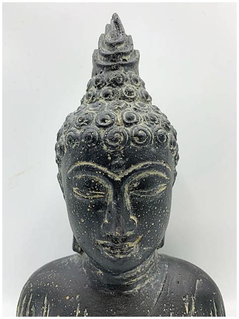 Buddha Head Garden Statue Sculpture In Black Frost Proof Stone Effect Farm And Garden Supplies