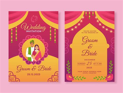 Indian Wedding Invitation Template 13663971 Vector Art At Vecteezy