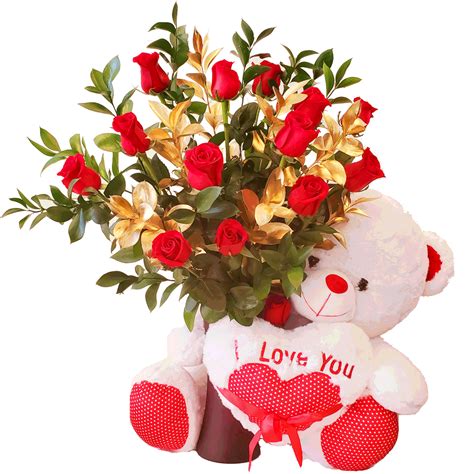 2 feet tall Teddy Bear with Luxurious Bouquet of Roses - Love Flowers Miami