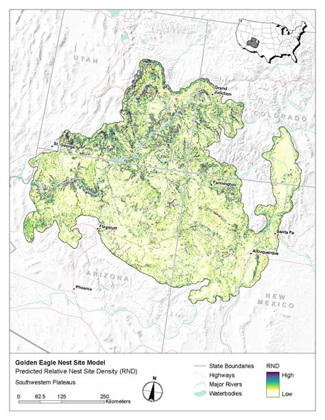 Map of modeled golden eagle relative nest site density in the ...