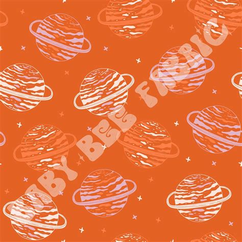 Orange Planets Baby Bee Fabric