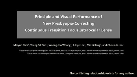 Escrs Principle And Visual Performance Of New Presbyopia Correcting Continuous Transition