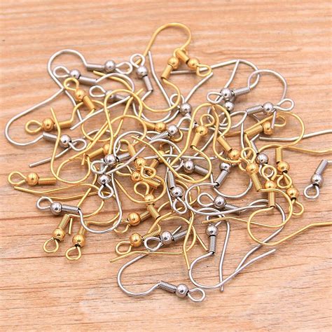 50 Pçs lote 2 Cor Aço Inoxidável Brinco Gancho Ear Wire Findings Para