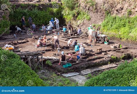 Archaeological Excavations Near The Walls Of An Ancient Kremlin