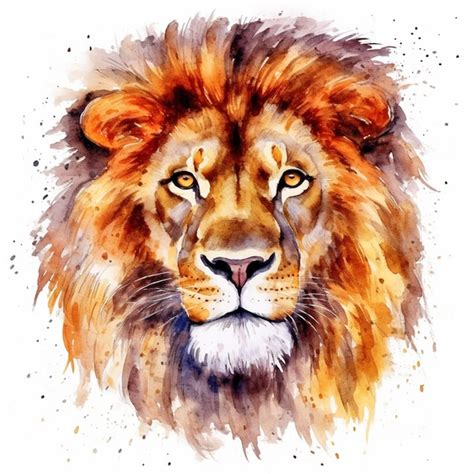 Premium AI Image | Watercolor painting of a lion's head