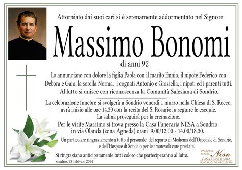 Annuncio Funebre Di Massimo Bonomi Nesa Onoranze Funebri