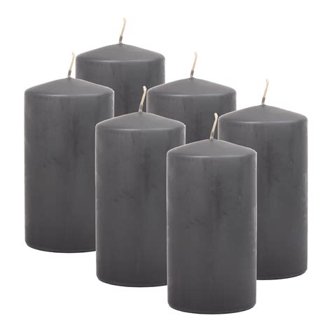 Hyoola 3 X 6 Inch Dark Grey Dripless Pillar Candles Unscented Paraffin Wax With Cotton Wicks 6