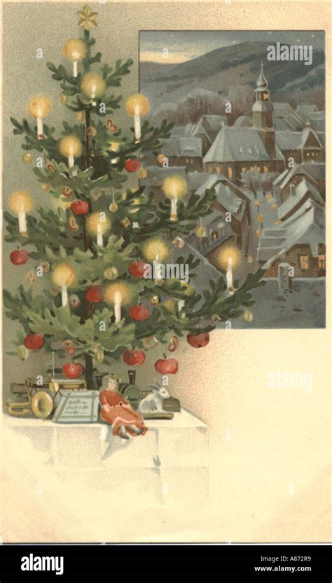 Christmas Greeting Postcard Circa 1903 Stock Photo Alamy