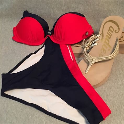 Swim Bikini Red Navy Swim Suit Nwt Molded Cups Poshmark