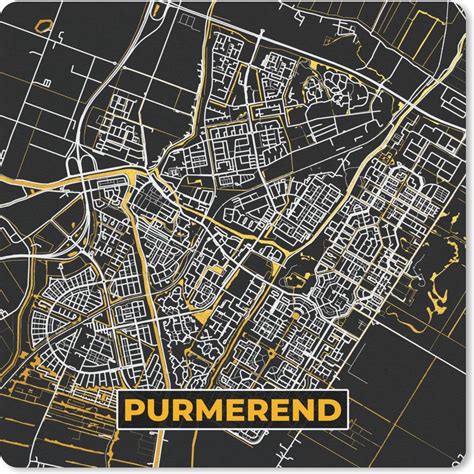 Stadskaart Purmerend Goud Zwart Plattegrond Bol