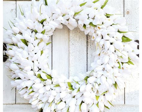 Tulip Wreath Bright White Tulip Wreath Everyday Wreath White Front Door