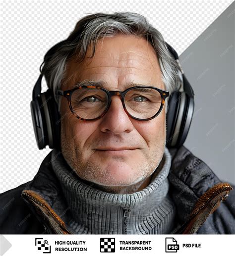 Premium Psd Amazing Audio Message Person Wearing Black Headphones And