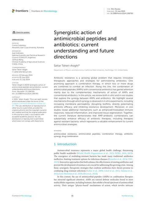 Pdf Synergistic Action Of Antimicrobial Peptides And Antibiotics