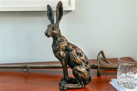 Sitting Hare Sculpture | Bronze Hare Statue | Hare Ornament