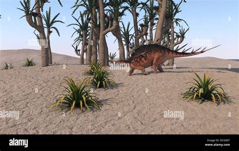 Kentrosaurus roaming an island environment Stock Photo - Alamy