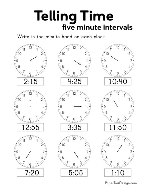 Free Printable Telling Time Worksheets Paper Trail Design Time