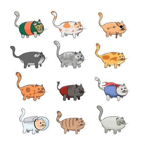 Conjunto de lindo gato carácter Vector Premium