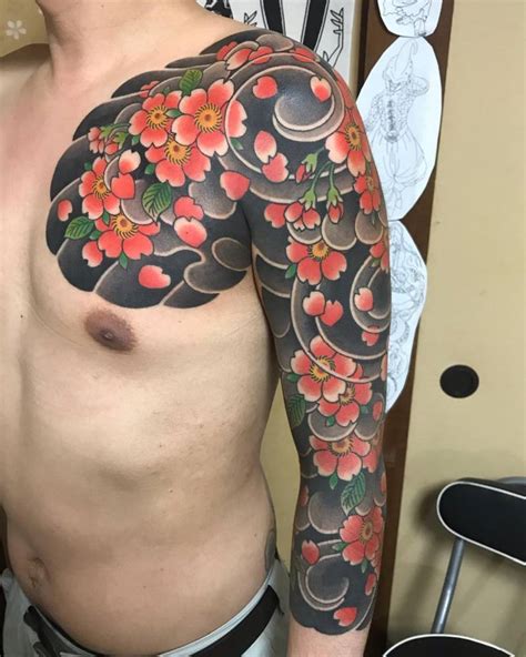 Irezumi Style Cherry Blossom Tattoo Sleeve