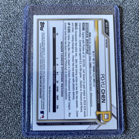 2021 Bowman Chrome 1st Po Yu Chen Prospects 499 Pittsburg Pirates EBay