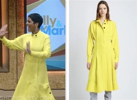 Live With Kelly And Mark January 2024 Tamron Halls Yellow Button Detail Dress Shop Your Tv