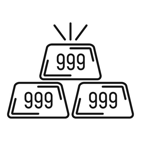 999 Goldbarren Symbol Umriss des 999 Goldbarren Vektorsymbols für