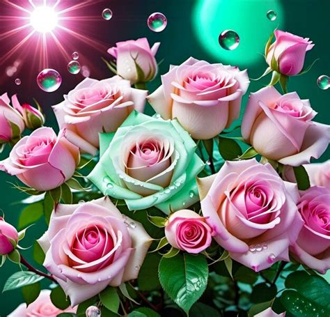 Pink Roses And Dew Drops In Pastel Colors Premium Ai Generated Image
