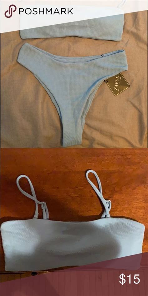 Zaful Blue Bandeau Bikini Bikinis Blue Bandeau Bikini Bandeau Bikini