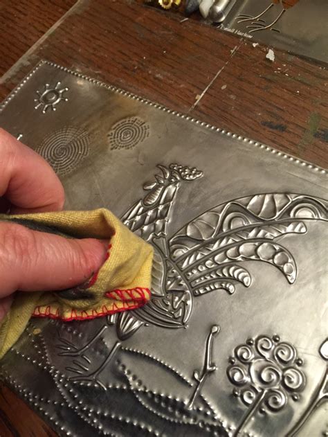 Mercart The Metal Embosser Tangles On Pewter And A Rooster Stencil Metal Embossing Metal