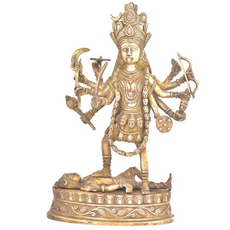 Brass Ten Armed Ma Kali Hindu Goddess Statue